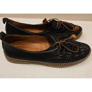 Spring Step Berna Elastic Tie Leather Loafers | Black | Women's EU 40/9.5